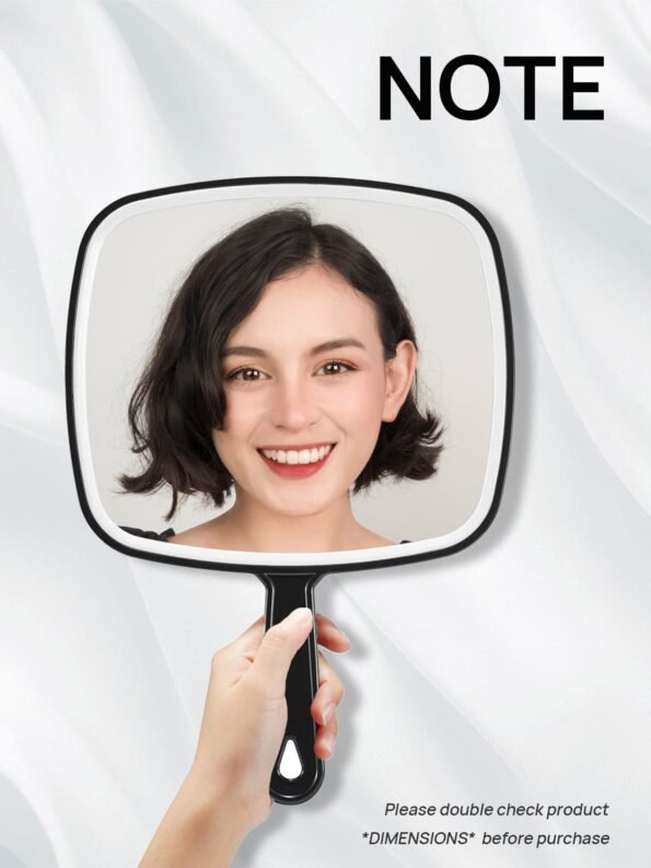 OMIRO Hand Mirror, Extra Large Black Handheld Mirror with Handle, 9" W x 12.4" L