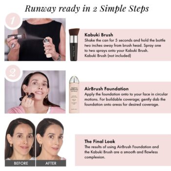 MagicMinerals AirBrush Foundation by Jerome Alexander – 2pc Set with Airbrush Foundation and Kabuki Brush - Spray Makeup with Anti-aging Ingredients for Smooth Radiant Skin (Light)