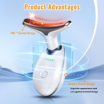 Face and Neck Beauty Device, Micro Glow Facial Machine,7 Color Led Face Neck Massager,Micro Glow Face Sculptor (White)