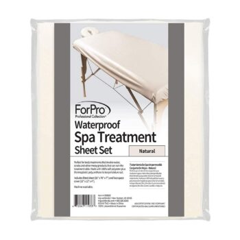 ForPro Waterproof Spa Treatment Polyester Massage Sheet Set, Machine-Washable, Ideal for Massage Tables, Includes Massage Fitted Sheet and Massage Face Rest Cover - Natural