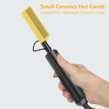 DAN Technology hot Comb Electric for Wigs,450℉Small hot Comb for Edges,Low and high Temperatures hot Comb Hair Straightener,straightening Comb for Black Hair,Portable & Dual Voltage for Travel & Home