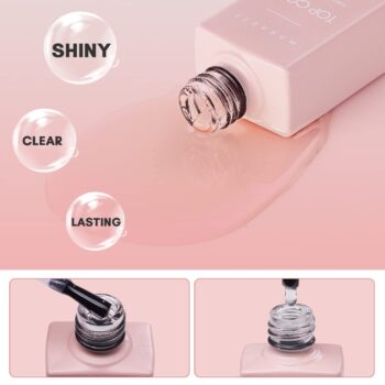 Makartt No Wipe Top Coat and Base Coat Kit, Clear Gloss Shiny Stain Resistant General Gel Top Coat Nail Polish UV and Primer for Acrylic Nails Dip Powder Gel Nail Polish