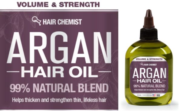 Hair Chemist 99% Natural Volume and Strength Hair Oil - Argan Oil 7.1 oz.