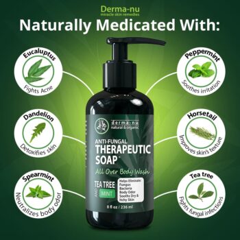 Antifungal Antibacterial Soap & Body Wash - Natural Anti-Fungal Treatment with Tea Tree Oil for Jock Itch, Athletes Foot, Body Odor, Nail Fungus, Ringworm, Eczema & Back Acne - For Men and Women - 8oz