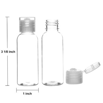 Bekith 40 Pack 1 oz Plastic Empty Bottles with Flip Cap, Small Refillable Travel Bottles Leak Proof Travel Size Containers for Shampoo, Liquid Body Soap, Lotion