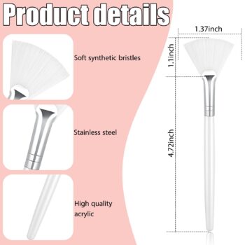 14 Pieces Fan Brushes Facial Applicator Brush Soft Fan Brushes Acid Applicator Brush Cosmetic Makeup Applicator Tools for Mud Cream (White)