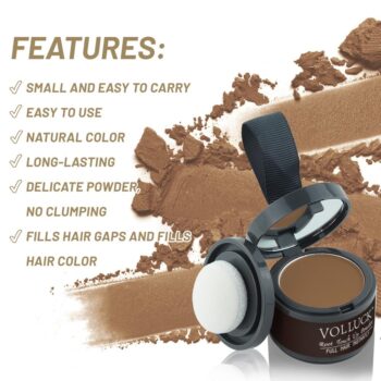 VOLLUCK Root Touch Up Hair Powder Root Cover Up Hairline Shadow Powder Stick, Root Touch Up Dark Brown for Thinning Hair for Women and Men, Bald Spots, Eyebrows, Beard Line, Brown