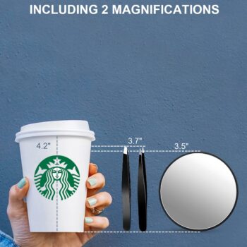 OMIRO 10X & 20X Magnifying Mirrors and Two Eyebrow Tweezers Kits, 3.5" Two Suction Cups Magnifier Travel Set