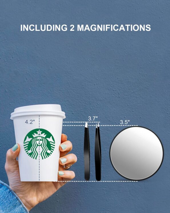 OMIRO 10X & 20X Magnifying Mirrors and Two Eyebrow Tweezers Kits, 3.5" Two Suction Cups Magnifier Travel Set