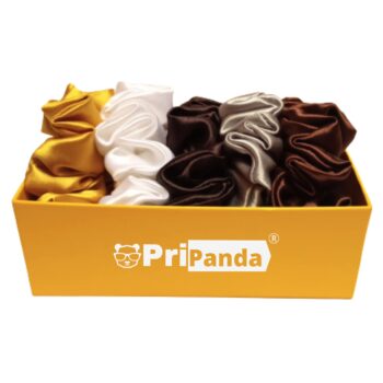 Pri Panda Gold Satin Scrunchies for Women/girls | Silk Scrunchies Set for Girls | hair accessory| Exact Colors as Pic ponytail rubber bands | Multicolor | Best gift for Sister, Friend (Pri-Gold)