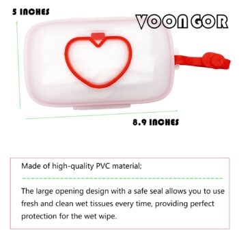 VOONGOR Baby Wipes Dispenser, Wipe Case with 2 Pcs Portable Travel Wipes Pouch, Refillable Diaper Wipes Holder Container with Lids and Sealing Design, Flushable Bathroom Storage Box