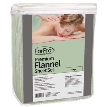 ForPro Premium Flannel 3-Piece Massage Sheet Set, Sage, for Massage Tables, Includes Massage Flat Sheet, Massage Fitted Sheet, and Massage Fitted Face Rest Cover