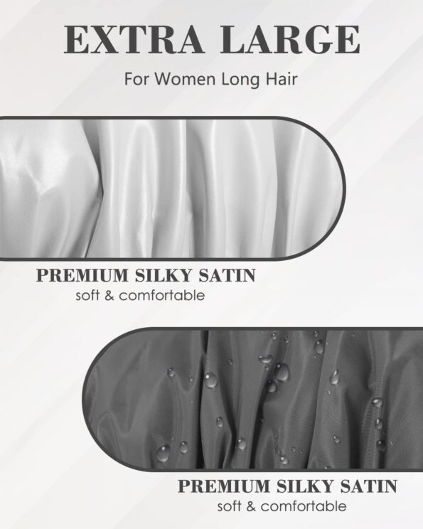 Aquior Shower Caps, Reusable Shower Cap for Women, Waterproof Layer Hair Cap, Large Size for All Hair Lengths,for Girls Spa Home Salon Use (Black)