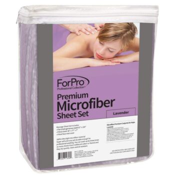 ForPro Professional Collection Premium Microfiber 3-Piece Massage Sheet Set, Lavender, Ultra-Light, Stain and Wrinkle-Resistant Includes Massage Flat and Fitted Sheet and Massage Face Rest Cover