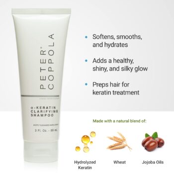PETER COPPOLA Keratin Hair Treatment Kit - At Home Keratin Treatment - Straightens and Smooths All Hair Types - Includes 3oz KeratinTreatment, 3oz Clarifying Shampoo, Bowl, Brush & Comb