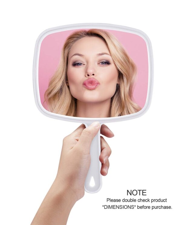 PROTECLE Hand Mirror, Handheld Makeup Mirror with Handle for Barber Hairdressing (Square White 10.3"x7.4")