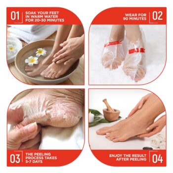 Lavinso Peach Foot Peel Mask for Dry Cracked Feet – 2 Pack - Dead Skin Remover Foot Mask for Cracked Feet and Callus - Exfoliating Feet Peeling Mask for Soft Baby Feet