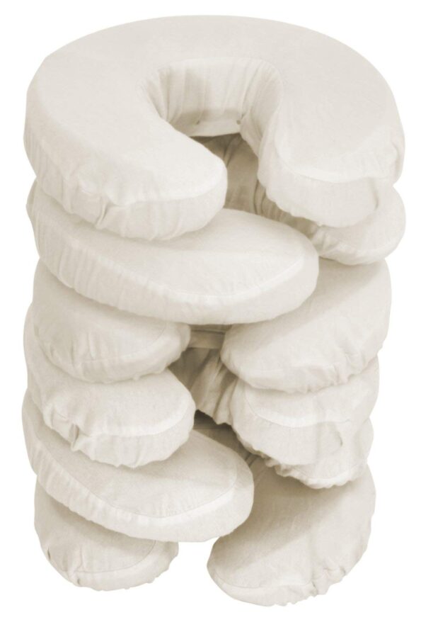 Master Massage Pack of 6 Flannel Face Cradle Covers for Massage Tables- 100% Cotton Extra Large Face Pillow Covers- Massage Headrest Face Rest Cover Set–For Face Cushion - Machine Washable, Off White
