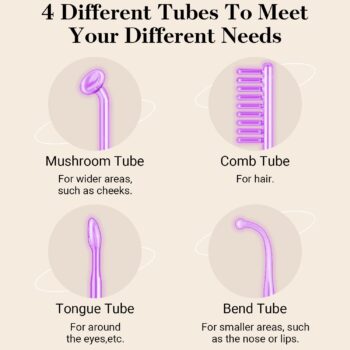 High Frequency Facial Wand - Uaike 4 in 1 Violet Portable Handheld High Frequency Facial Machine - at Home Face Skin Wand Device with 4 Pcs Purple Glass Tubes