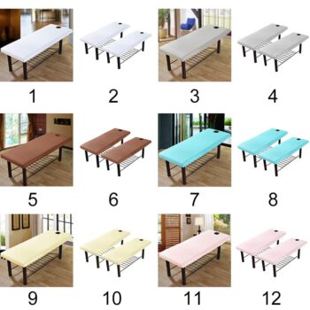 EKDJKK Massage Table Sheet, Massage Bed Cover with Face Hole, Fitted Sheets Washable Reusable Massage Table Cover(White, 2PC)