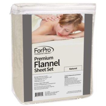 ForPro Premium Flannel 3-Piece Massage Sheet Set for Massage Tables, Includes Flat Sheet, Fitted Sheet and Fitted Face Rest Cover, Natural