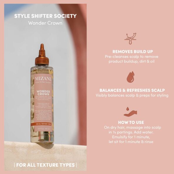 Mizani Wonder Crown Scalp Cleanser | Dry Scalp and Dandruff Treatment | Helps Stimulate Hair Growth | With Tea Tree and Peppermint Oil | For Dry Itchy Scalps | 6.8 fl oz