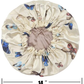 SAYMRE 100% Mulberry Silk Lined Bonnet Adjustable Satin Sleep Cap 19 Momme Silk Bonnet for Women Curly,Long Hair Care