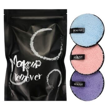 Vtrem 3 Colors Makeup Remover Pads Reusable Soft Facial Cleaning Puffs Towels Christmas gifts Double-Side Washable Make Up Removing Cloth Microfiber Multi-function, Pink / Purple / Blue