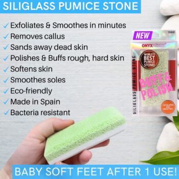 Onyx Professional 2 in 1 Pumice Stone 100% Siliglass (Pack of 2) Callus Remover for Feet, Elbows, Knees, Dead Skin, Heels, Hands/Foot File Scrubber Exfoliator Removes Hard Rough Dry Skin