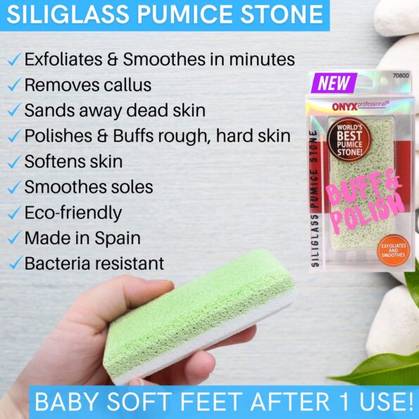 Onyx Professional 2 in 1 Pumice Stone 100% Siliglass (Pack of 2) Callus Remover for Feet, Elbows, Knees, Dead Skin, Heels, Hands/Foot File Scrubber Exfoliator Removes Hard Rough Dry Skin