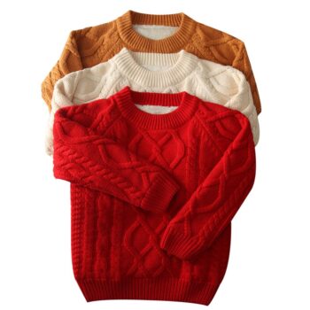 Toddler Baby Boy Girl Cable Knit Pullover Sweater Warm Sweatshirt red 110