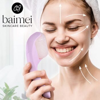 BAIMEI Cryotherapy Ice Roller and Gua Sha Facial Tools Reduces Puffiness Migraine Pain Relief, Skin Care Tools for Face Massager Self Care Gift for Men Women - Purple