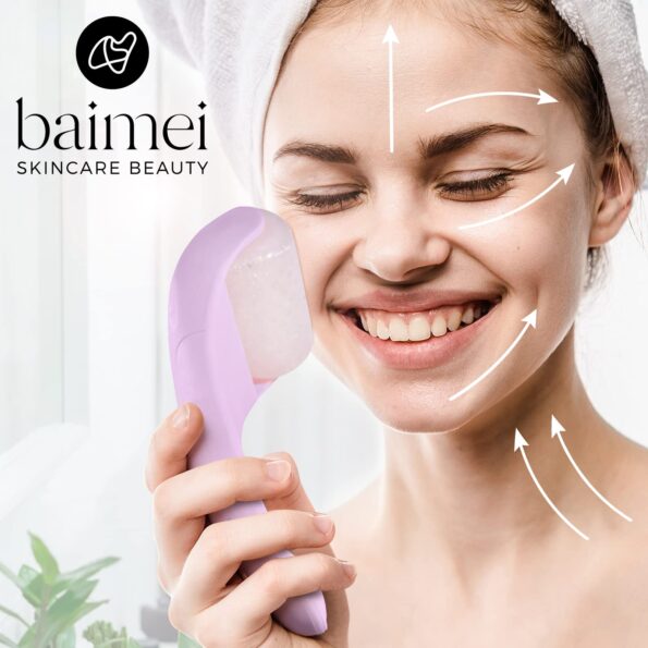 BAIMEI Cryotherapy Ice Roller and Gua Sha Facial Tools Reduces Puffiness Migraine Pain Relief, Skin Care Tools for Face Massager Self Care Gift for Men Women - Purple
