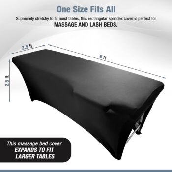 XOLLOZ Spa Bed Cover for Lash Extension Bed Lash Bed Cover - Excellent for a Lash Table or Massage Bed (Black)