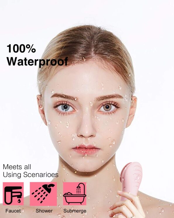 NågraCoola CLIE Facial Cleansing Brush, Waterproof and Rechargeable Electric Face Scrubber for Men & Women, Exfoliating, Massaging, and Cleansing - Pink