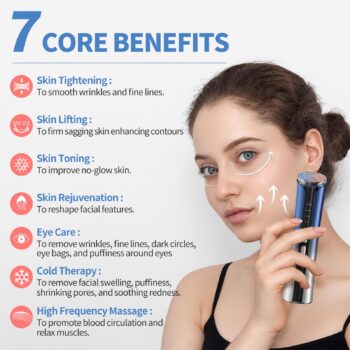 Texet Microcurrent Facial Device, Facial Massager, 6 in 1 Home Use Skin Tightening Machine Light Therapy for Face Eye Neck Lifting