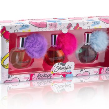 SCENTED THINGS Showgirl Body Mist and Perfume Set | Gift Set for Girls with Fur Puff Balls | Fashion Collection (3 Piece)
