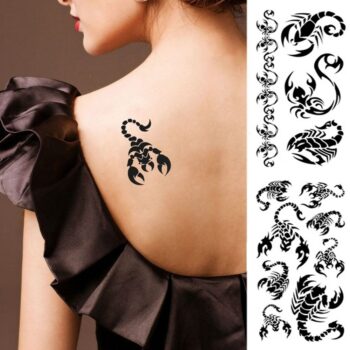 Yesallwas Black Bracelets Scorpion Totem Tattoo Stickers Temporary Tattoos Fake Tattoos 4 Sheets
