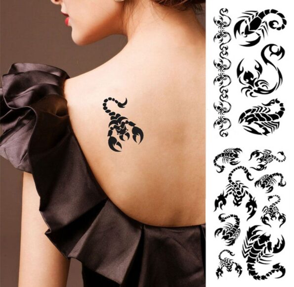 Yesallwas Black Bracelets Scorpion Totem Tattoo Stickers Temporary Tattoos Fake Tattoos 4 Sheets