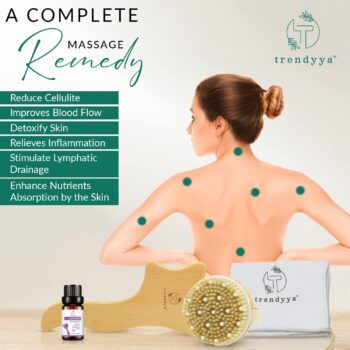 TRENDYYA - 2Pcs Lymphatic Drainage Paddle & Dry Brushing Body Brush with Essential Oil Levender Extract, Anti Cellulite and Lymphatic Drainage Tool for Body Shaping & Exfoliation