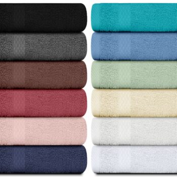 White Classic Luxury Wash Cloths 12 Pack, 13 x 13 inches Small Towels for Face, Multicolor Hotel Quality Washcloth for Showering, Gym, Spa, Bathroom, Cotton Wash Clothes Set (1pc of each color)