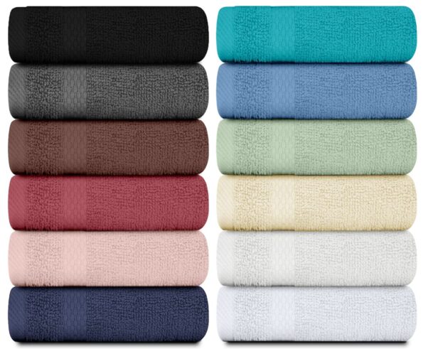 White Classic Luxury Wash Cloths 12 Pack, 13 x 13 inches Small Towels for Face, Multicolor Hotel Quality Washcloth for Showering, Gym, Spa, Bathroom, Cotton Wash Clothes Set (1pc of each color)