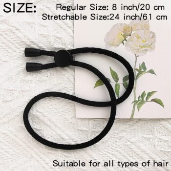 NEW Adjustable Headband Hair Tie for Thick Heavy Natural Kinky & Curly Hair. Adjustable Sizing for the Afro Puff Ponytail, Hair Bun, High Puff and Updos (C-1 Count (Pack of 5))
