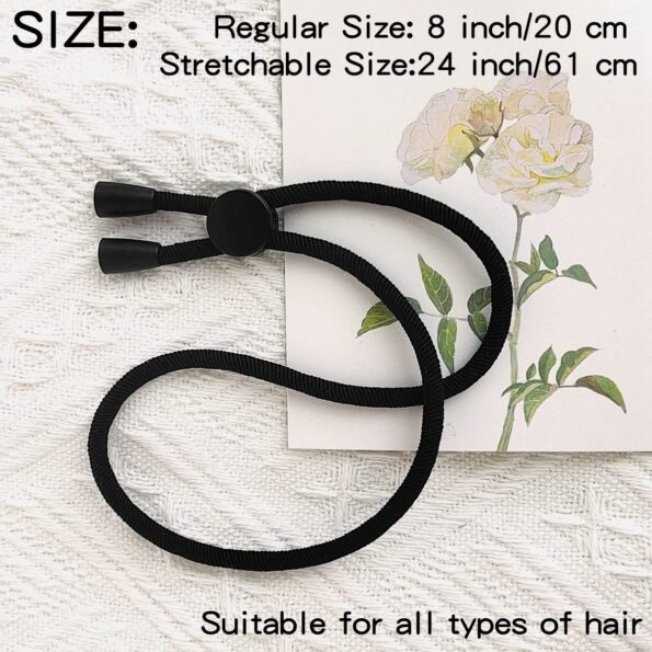 NEW Adjustable Headband Hair Tie for Thick Heavy Natural Kinky & Curly Hair. Adjustable Sizing for the Afro Puff Ponytail, Hair Bun, High Puff and Updos (C-1 Count (Pack of 5))