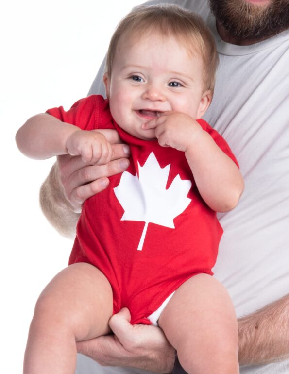 Baby Maple Leaf Jumpsuit | Cute Canadian Infant, Canada Pride One Piece Romper-(1piece,12M) Red