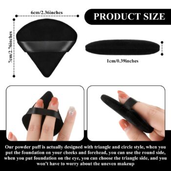 12 Pieces Triangle Powder Puff Face Makeup Cosmetic Puff for Loose Powder Soft Body Washable Reusable Foundation Sponge Mineral Powder Wet Dry Makeup Tool (Black, Pink, Small)