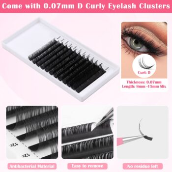 Cludoo Professional Eyelash Extension Supplies Kit with Lash Clusters Lash Kit for Eyelash Extensions Beginners with Lash Fan, Tweezers, Tapes, Mascara Brushes,Lash Extension Kit for Beginners Starter