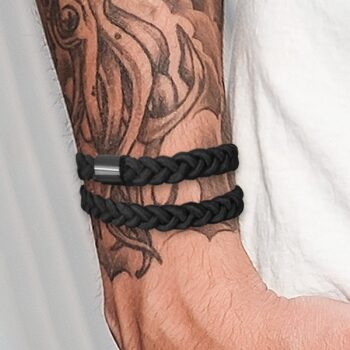 HAVHAF Braided Mens Hair Ties For Men 5 pcs(XL, Black) - For Buns Curly Thick Dense Hair Elastic Hair Ties For Guys | No damage Crease Breakage Man Bun Hair Tie Men with Long Hair | Perfect hairtie For Men