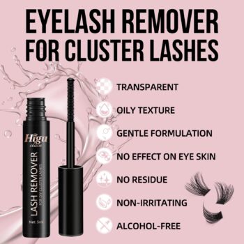 Lash Remover, Cluster Lash Glue Remover, Rose Extract DIY Eyelash Extension Remover, Eyelash Glue Remover for False Eyelashes Self-Use Gentle Soothing Non-Irritating Eye Cleanser Oil 5ML