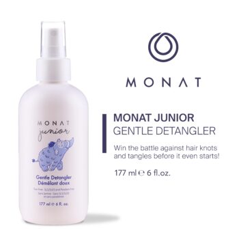 MONAT Junior™ Gentle Detangler - Safe and tear free Hair Detangler Spray for children. All Natural Tear-free, Sulfate & Paraben-free- Net Wt. 177 ml e / 6 fl. Oz.